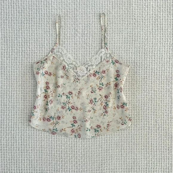 VINTAGE 90’s Jacquard Satin Floral Tank Top - Picture 2 of 6